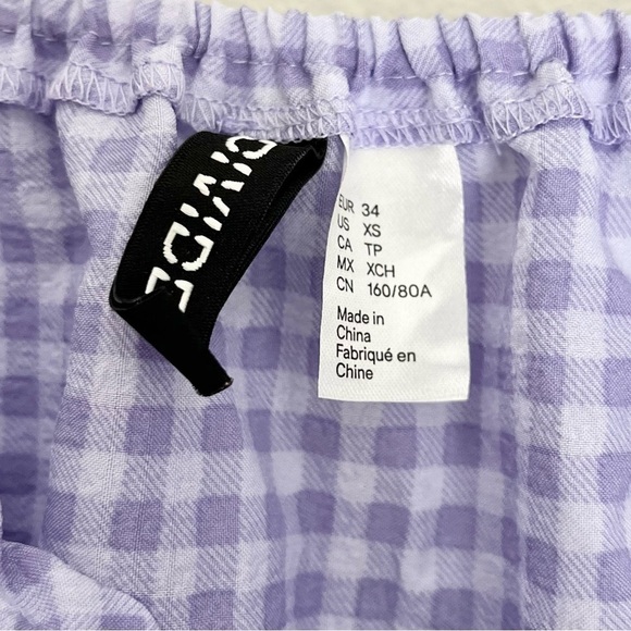 H&M Divided Gingham A Line Square Neck Ruffle Mini Dress Purple Size XS - Picture 6 of 9